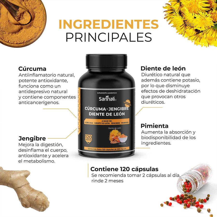 Cúrcuma, Jengibre, Diente de León y Pimienta - Sannali ®