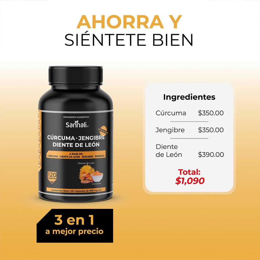 Cúrcuma, Jengibre, Diente de León y Pimienta - Sannali ®