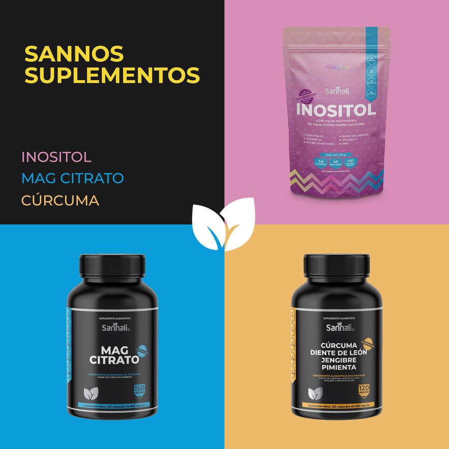 Sannali | Inositol 40:1 Myo Inositol y D-Chiro Inositol, Precursor de Colágeno + Vitamina D3 + Ácido Fólico + Zinc + Prebióticos | Rinde 45 días - 225 gramos - Sannali ®