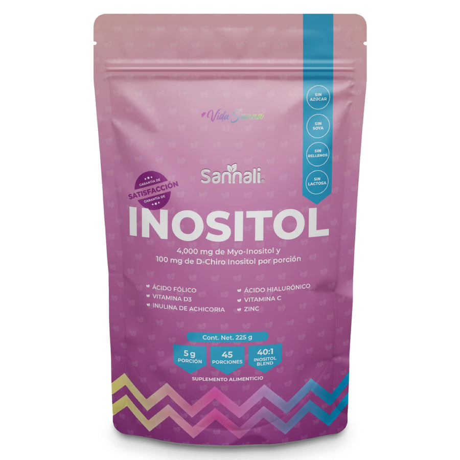 Sannali | Inositol 40:1 Myo Inositol y D-Chiro Inositol, Precursor de Colágeno + Vitamina D3 + Ácido Fólico + Zinc + Prebióticos | Rinde 45 días - 225 gramos - Sannali ®